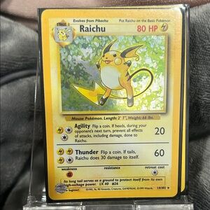 Pokemon Raichu Card - Yellow and Green